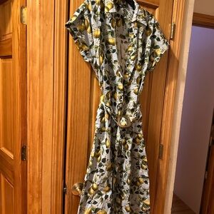 Zara Blue Lemon Print Maxi Dress